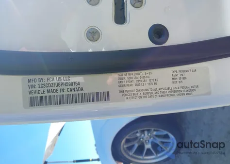 2023 Dodge Challenger R/T Scat Pack Widebody из США, поврежденный, VIN 2C3CDZFJ6PH590754